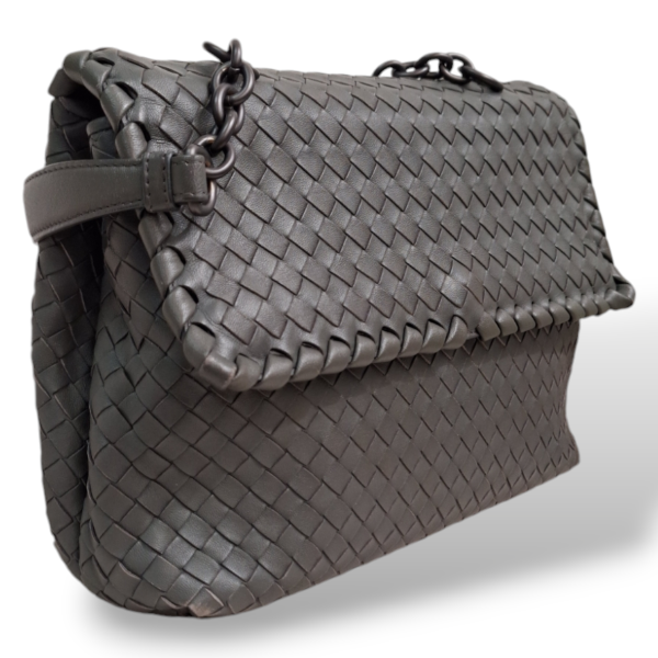Bolsa Tiracolo Bottega Veneta Olimpia Intrecciato Cinza