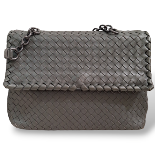 Bolsa Tiracolo Bottega Veneta Olimpia Intrecciato Cinza