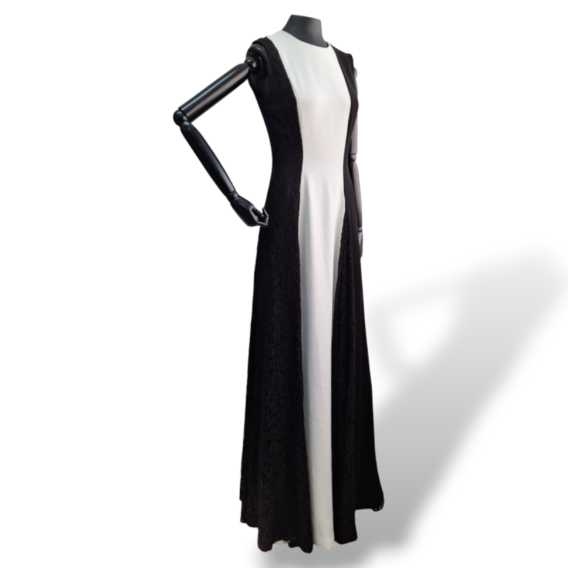 Vestido Carolina Herrera Branco e Preto Longo-38 Vestido Carolina Herrera Branco e Preto Longo-38