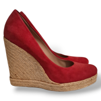 Anabela Salvatore Ferragamo Camurça Vermelha-38