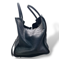 Bolsa Celine Luggage Couro Croco Preta