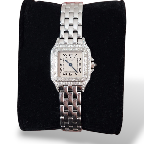 Relógio Cartier Panthère Mini em Ouro Branco com Brilhantes Relógio Cartier Panthère Mini em Ouro Branco com Brilhantes