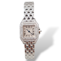 Relógio Cartier Panthère Mini em Ouro Branco com Brilhantes