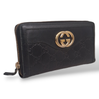 Carteira Gucci Sukey Zip Around GG Preta