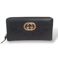 Carteira Gucci Sukey Zip Around GG Preta