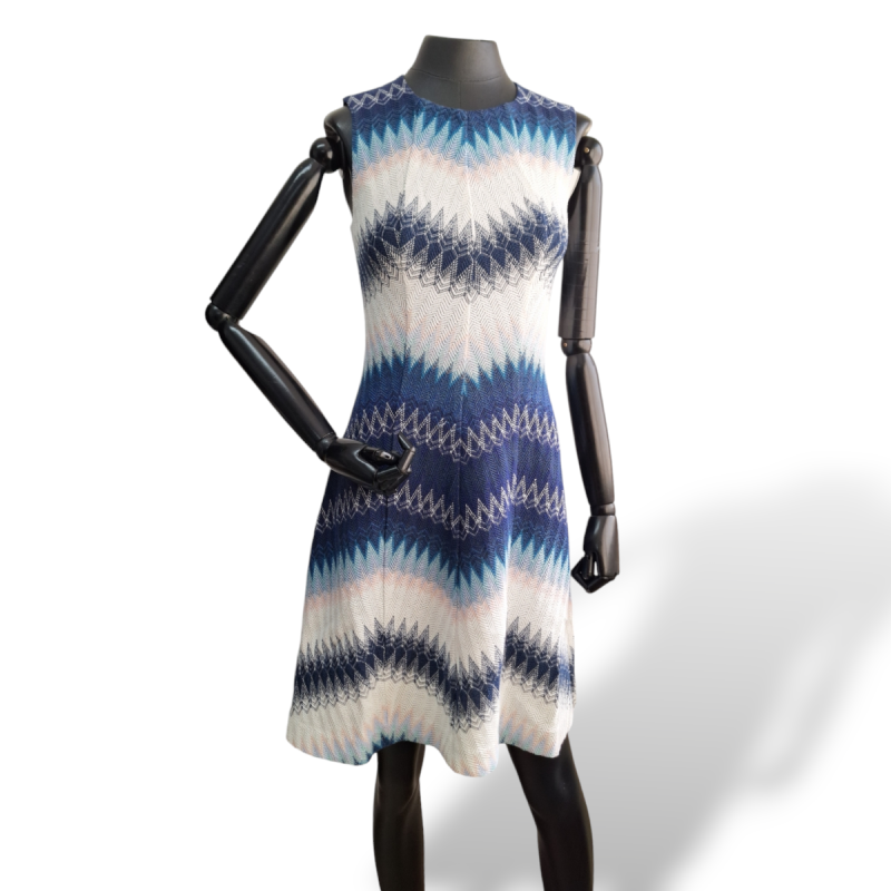 Vestido Missoni Azul Marinho com Branco-40 Vestido Missoni Azul Marinho com Branco-40