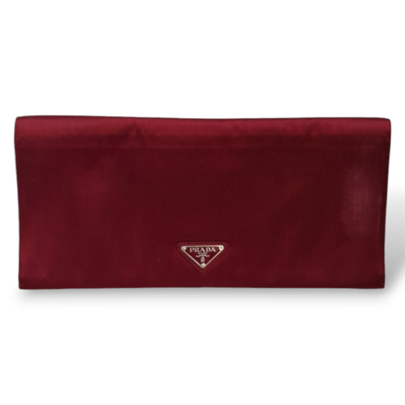 Clutch Prada Vinho em Cetim Clutch Prada Vinho em Cetim