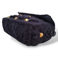 Bolsa Valentino Garavani em Cashmere Medium Roman Stud Azul Marinho
