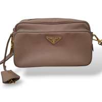 Bolsa Prada em Couro Saffiano Bege