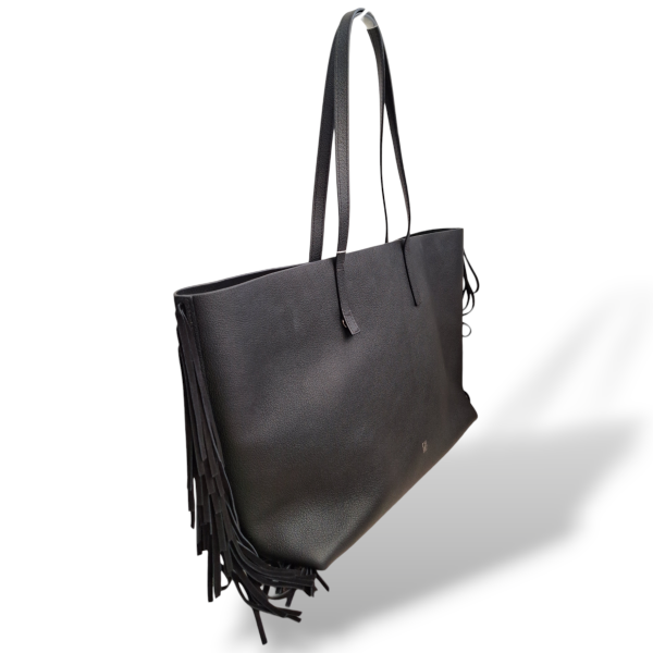 Bolsa Carolina Herrera Tote com Franjas Preta