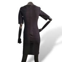 Vestido Herve Leger Preto com Listras Brancas-P