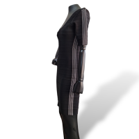 Vestido Herve Leger Preto com Listras Brancas-P