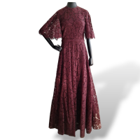 Vestido Valentino Rendado Bordô-42