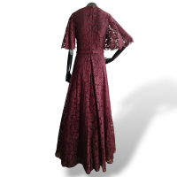 Vestido Valentino Rendado Bordô-42