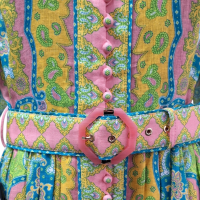 Vestido Zimmermann Paisley Estampado em Tons de Rosa, Verde e Mostarda