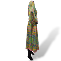 Vestido Zimmermann Paisley Estampado em Tons de Rosa, Verde e Mostarda