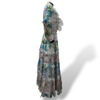 Vestido Zimmermann Rhythm Estampado Tons de Azul e Branco
