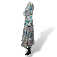 Vestido Zimmermann Rhythm Estampado Tons de Azul e Branco