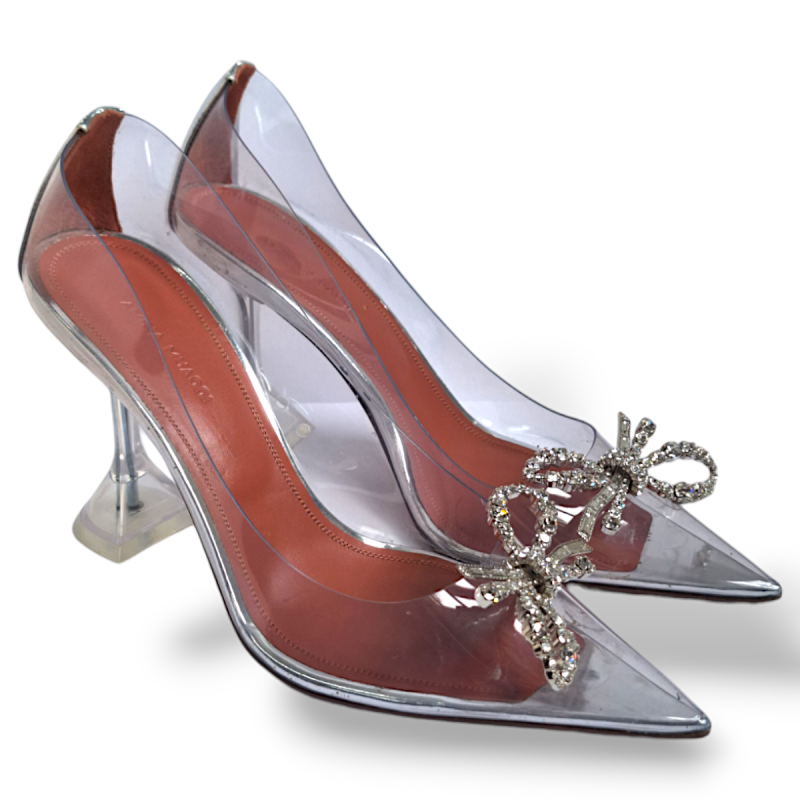 Scarpin Amina Muaddi Rosie PVC Transparente
