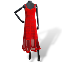Vestido Alexander Mcqueen Renda com Malha Vermelho-38