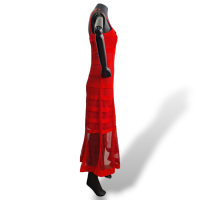 Vestido Alexander Mcqueen Renda com Malha Vermelho-38