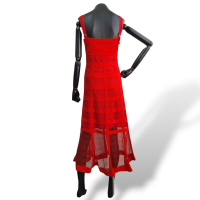 Vestido Alexander Mcqueen Renda com Malha Vermelho-38
