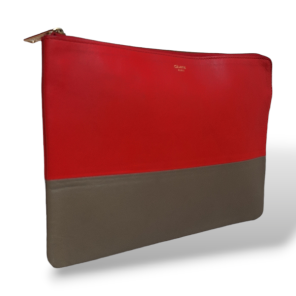 Clutch Celine Bicolor Vermelho e Marrom