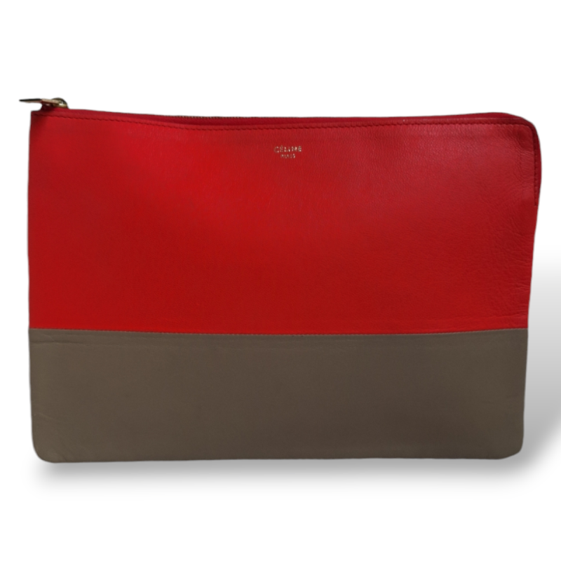 Clutch Celine Bicolor Vermelho e Marrom Clutch Celine Bicolor Vermelho e Marrom