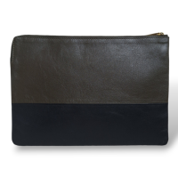 Clutch Celine Bicolor Verde Musgo e Preto