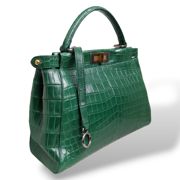 Bolsa Fendi Peekaboo Croco Verde Esmeralda Média