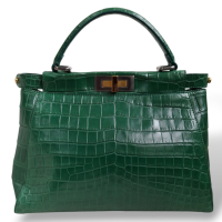 Bolsa Fendi Peekaboo Croco Verde Esmeralda Média