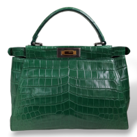 Bolsa Fendi Peekaboo Croco Verde Esmeralda Média