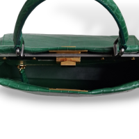 Bolsa Fendi Peekaboo Croco Verde Esmeralda Média