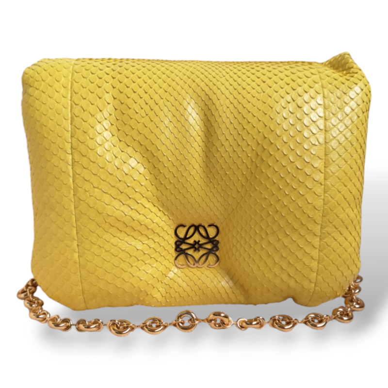 Bolsa Loewe Goya Puffer Python Amarelo Bolsa Loewe Goya Puffer Python Amarelo