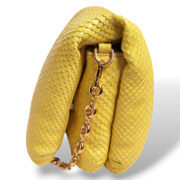 Bolsa Loewe Goya Puffer Python Amarelo