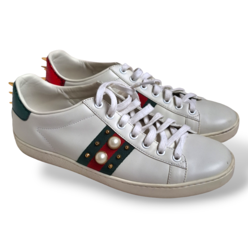 Tênis Gucci Ace Studded Off White-37 Tênis Gucci Ace Studded Off White-37
