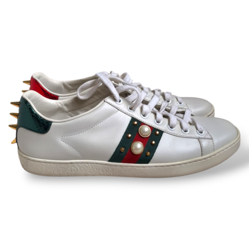 Tênis Gucci Ace Studded Off White-37 Tênis Gucci Ace Studded Off White-37