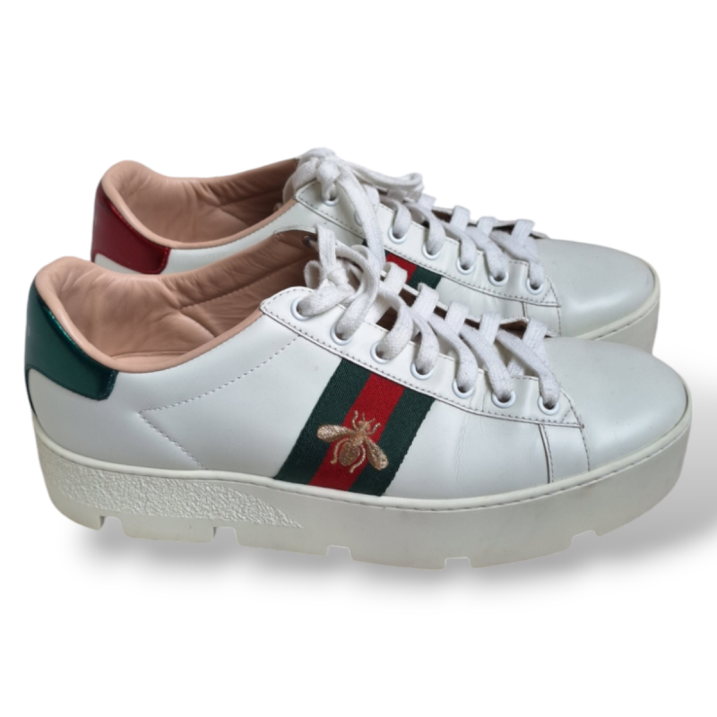 Tênis Gucci Off White Plataforma-38 Tênis Gucci Off White Plataforma-38