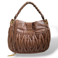 Bolsa Miu Miu Metalassê Coffer Hobo Marrom