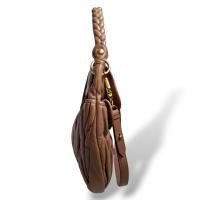 Bolsa Miu Miu Metalassê Coffer Hobo Marrom