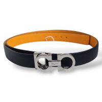 Cinto Salvatore Ferragamo Preto com Amarelo 