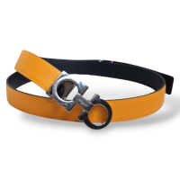 Cinto Salvatore Ferragamo Preto com Amarelo 