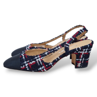 Slingback Chanel em Tweed Marinho
