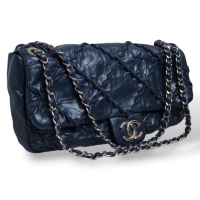 Bolsa Chanel Azul Single Flap Ultra Stitch