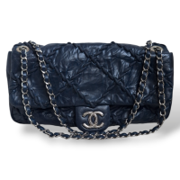 Bolsa Chanel Azul Single Flap Ultra Stitch
