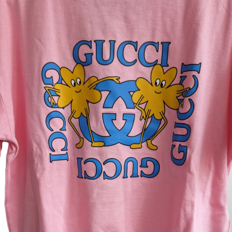 Camiseta Gucci Estampada Rosa Infantil - 6 Camiseta Gucci Estampada Rosa Infantil - 6