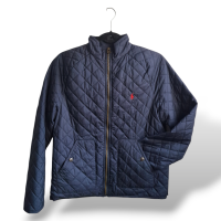Casaco Polo Ralph Lauren Matelassê Azul Marinho com Zíper - 14/16