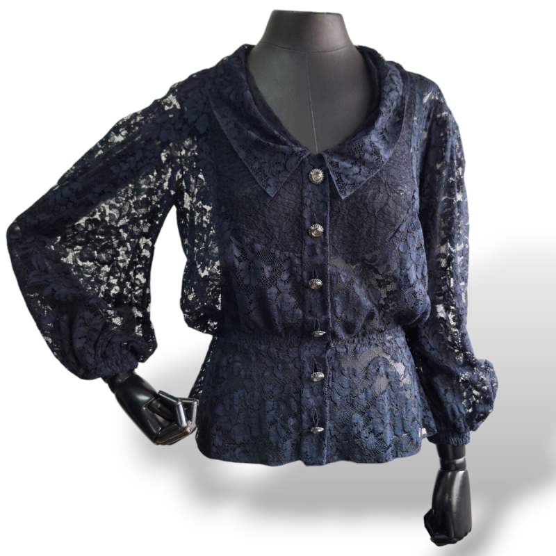 Blusa Chanel Renda Azul-34