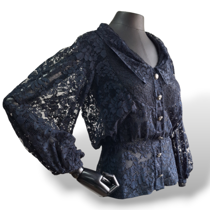 Blusa Chanel Renda Azul-34