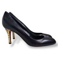 Scarpin Sergio Rossi Preto Detalhes Dourado-38